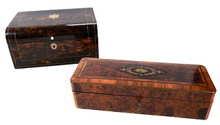 Two Burlwood Tabletop Boxes