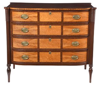 Garbisch Collection Massachusetts Federal Birch and Maple Inlaid Mahogany Chest of Drawers