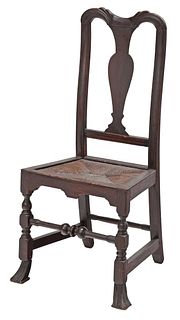A Fine New Hampshire Queen Anne Carved, Turned, and Joined Side Chair