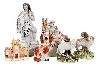 Six Staffordshire Figural Objects