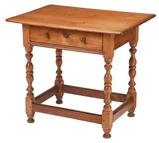 New England William and Mary Pine and Maple Tavern Table