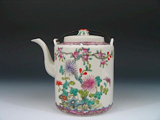 Antique Chinese Famille Rose Porcelain Teapot, Republic