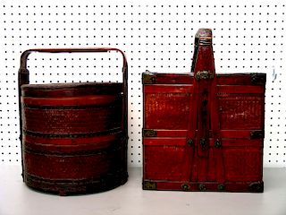 Two Chinese Bamboo Food Baskets.