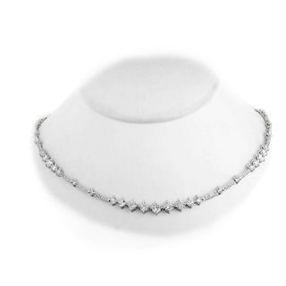 5.00ct tw of Natural Round Diamond Fashion Tennis Necklace in 18k White Gold