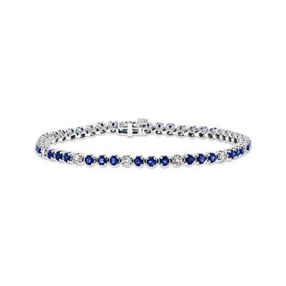 3.09ctw Natural Diamond and Natural Sapphire Bracelet in 14k White Gold