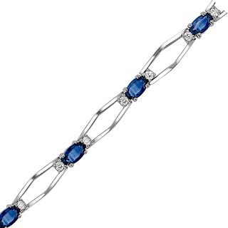2.90ctw Natural Diamond and Natural Sapphire Bracelet in 14k White Gold