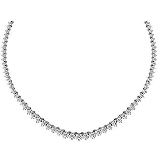 10.00cttw Natural Diamond Graduate Tennis Necklace in 14k White Gold