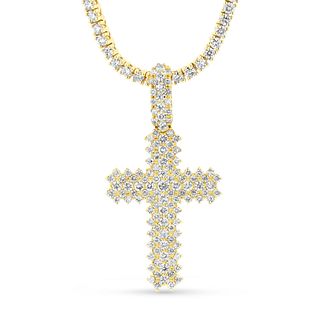 12.00ctw Natural Diamond Cross Necklace in 14k Yellow Gold