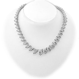 15.00ct tw Natural Diamond 14K White Gold 16 Inch Tennis Necklace H-I SI Graduated Diamonds