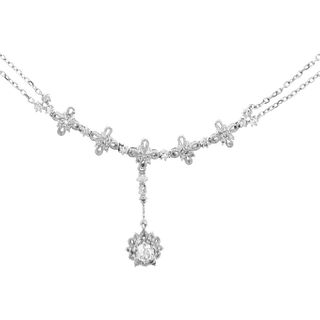 14k Gold Flower Cluster Fashion Necklace with 0.75cttw of Natural Diamonds
