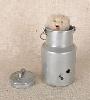 Cat in a milk pail musical automaton, late 19th c.