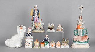 Eleven pieces of Staffordshire porcelain, 19th c.