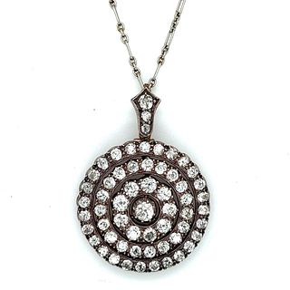 Victorian 18K & Silver Diamond Pendant/Pin w/ Chain