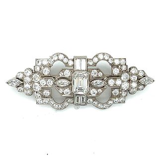 Art Deco Platinum 4.60 Ct. Diamond Brooch