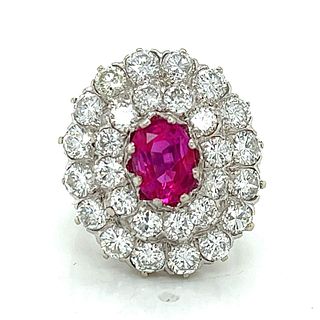 18K GIA Certified Burma No-heat Ruby & Diamond Ring