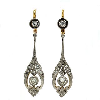 18k Platinum Art Deco Diamond Earrings