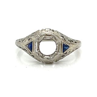 Art Deco 18k Sapphire Mount Ring