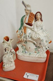TRAY 2 PC STAFFORDSHIRE FIGURINES 14 1/4" AND 7 1/4"