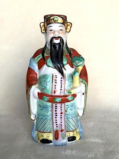 Chinese Famille Rose Porcelain Figure of an Immortal