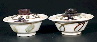 Pair of Small Chinese Porcelain Covered Bowls