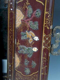 Chinese Soapstone Inlaid Lacquer Decorated Mirror