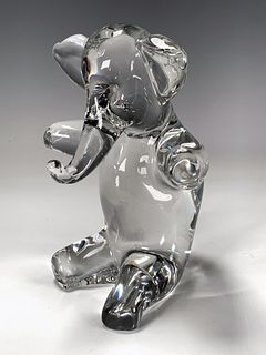 SIGNED ART GLASS CRYSTAL ELEPHANT PAPERWEIGHT