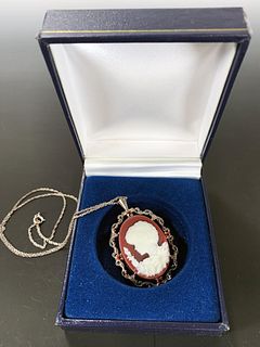 STERLING CAMEO STYLE NECKLACE