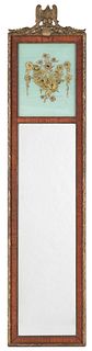 Mahogany and giltwood looking glass, 20th c., with