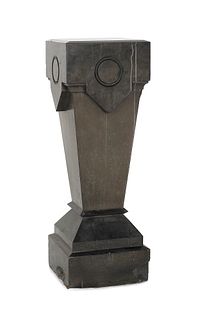 Art deco black marble pedestal, early 20th c., 40"