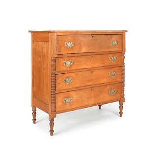 New England Sheraton birch chest of drawers, ca. 1