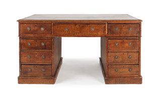 Regency oak partner's desk, early 19th c., 30 1/2"
