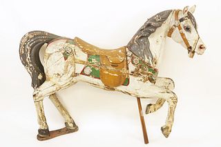 Vintage Carved And Polychrome Carousel Horse