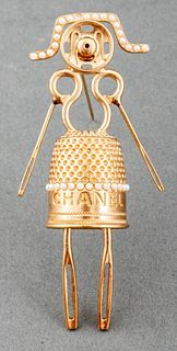 Chanel Runway Gold-Tone Sewing Lady Pin, Fall 2003