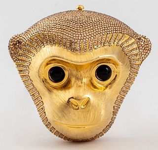 Judith Leiber Gem-Set Gold Plate Monkey Clutch