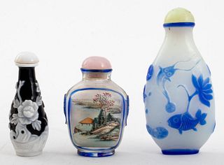 Chinese Painted & Cameo Glass Snuff Bottles, 3