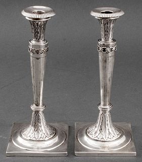 European Neoclassical Silver Candlesticks, ca 1800