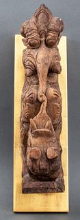 Hand-Carved Wood Yali Form Architectural Element