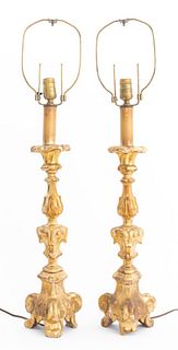 Baroque Style Giltwood Table Lamps, 2