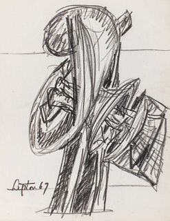 Seymour Lipton Sculpture Study Sketch, 1969