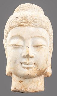 Chinese Sandstone Buddha Bust Sculpture