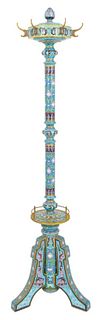 Chinese Export Cloisonne Brass Coat Rack