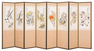 Japanese Ink Paintings as an Eight Panel Screen