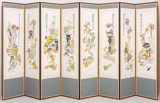 Japanese Ink Paintings as an Eight Panel Screen