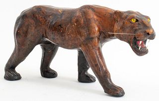 Molded Leather Tiger Figure, 20th Century