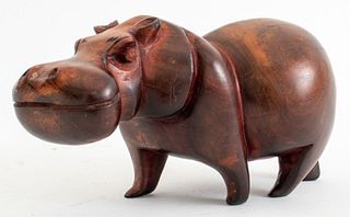 African Solid Teak Hippopotamus Sculpture