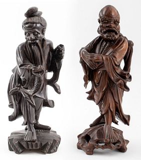 Chinese Hardwood Carvings of Immortals, 2