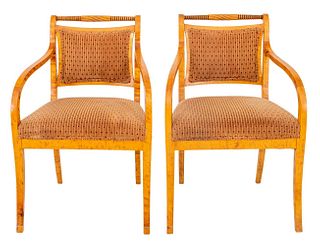Scandinavian Biedermeier Revival Arm Chairs, 2