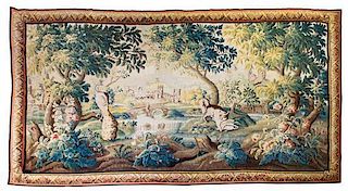* A French Aubusson Wool Tapestry Height 9 feet 2 inches x width 14 feet 2 inches.