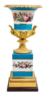 A Sevres Style Porcelain Urn Height 25 1/4 inches.
