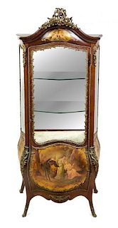 A Louis XV Style Gilt Bronze Mounted Vernis Martin Vitrine Height 74 1/2 inches.